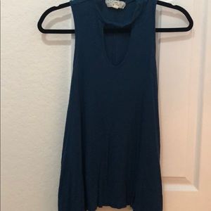 Green muscle t with chest cut out and moc neck